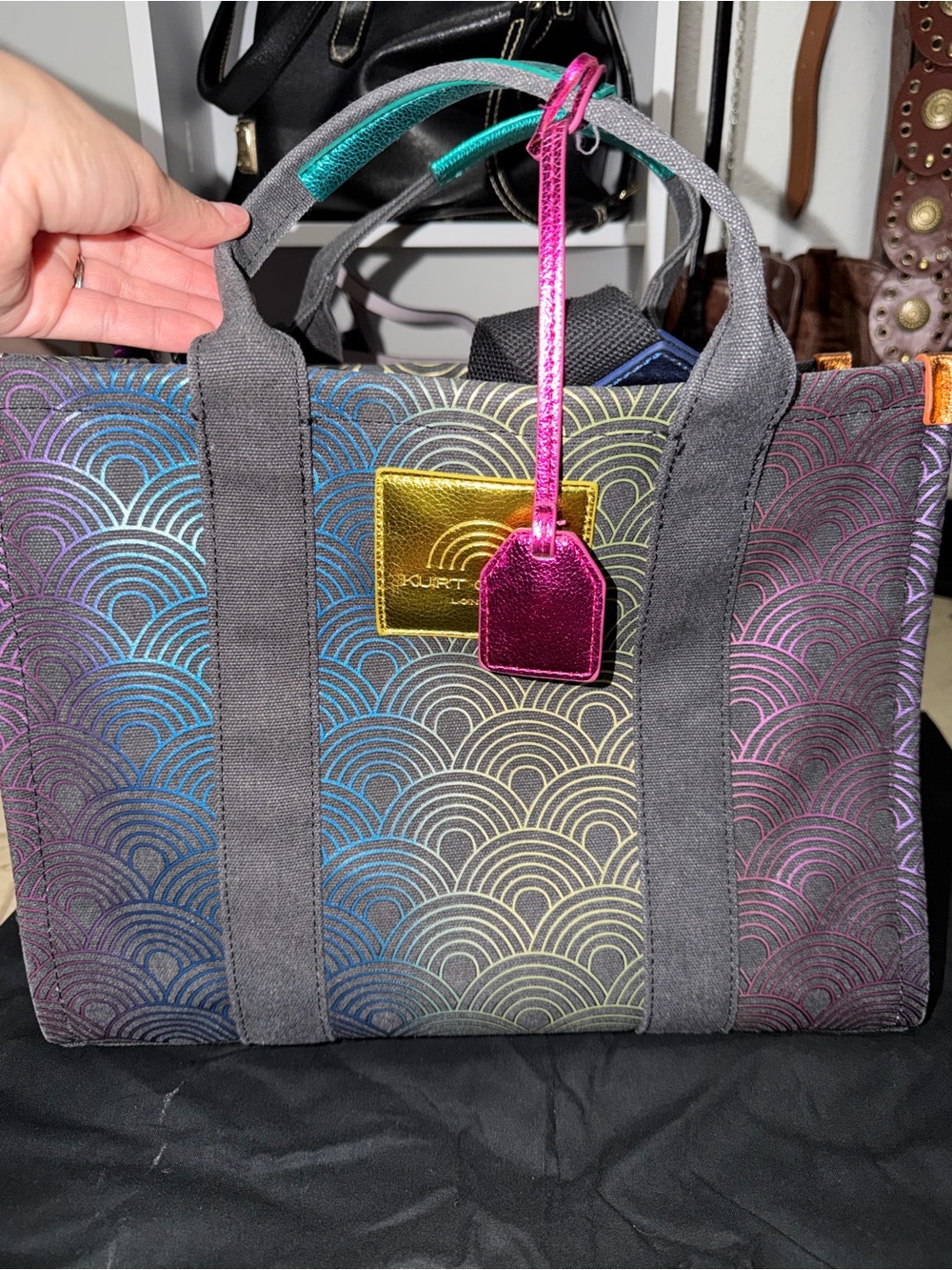 Kurt Geiger Black Tote with Multicolor Accents - Picture 2 of 3